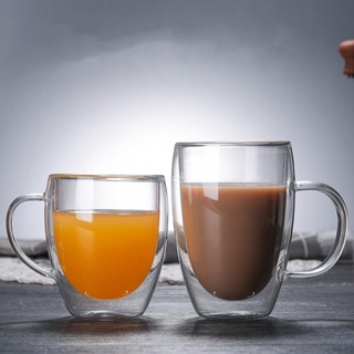 Heat Resistant Double Walls Glass Coffee Cups Double Layers Coffee Mug Drinking Milk Tea Cups Water Tumbler Transparent Drinkware With Handle