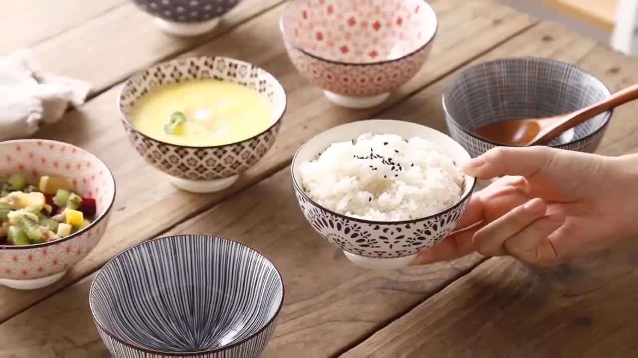 ชามข้าวบ้านการรับประทานอาหารเซรามิกชามญี่ปุ่นและลมแรงวินเทจชุดอาหารชุดอาหารยุโรป4-5-นิ้ว