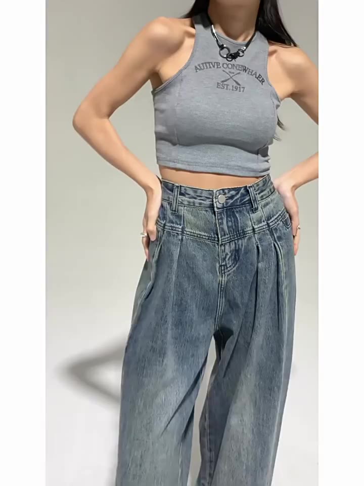 daduhey-womens-retro-summer-new-high-waist-slimming-wide-leg-loose-jeans-ins-korean-style-draping-washed-casual-mop-pants