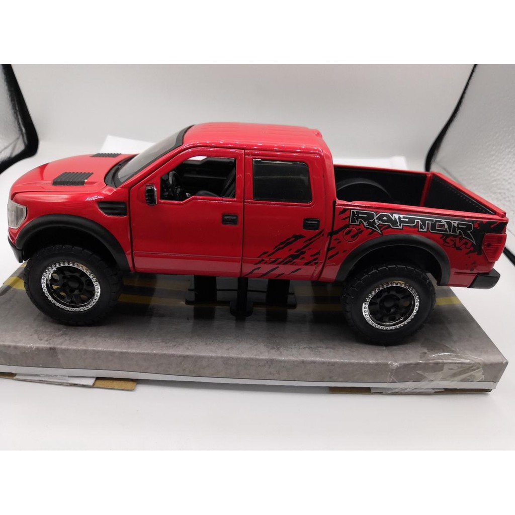 โมเดลรถยนต์-2011-ford-f-150-svt-raptor-pickup-ทำจากเหล็ก-สัดส่วน-1-24-ประตู-ฝากระโปรง-เปิดปิดได้เหมือนจริง-สีแดง