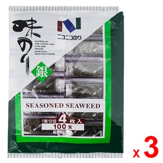 NICO NICO สาหร่ายปรุงรสซีอิ๊วหวาน นิโค นิโค โนริ ชุดละ 3 ห่อ ห่อละ 100 ซอง ขนาด 90 กรัม / NICO NICO Seasoned Seaweed wit