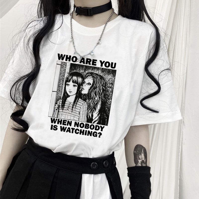 คุณเป็นใคร-tomie-junji-ito-t-เสื้อผู้หญิงญี่ปุ่นสยองขวัญมังงะอะนิเมะ-gothic-เสื้อยืดผ้าฝ้ายแขนสั้น-tee-น่ารัก-grunge-top