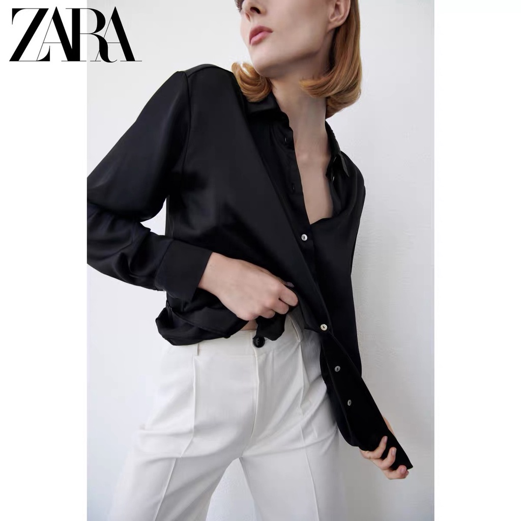 zara-เสื้อเชิ้ต-ผ้าซาติน-ผ้าไหม-สําหรับผู้หญิง