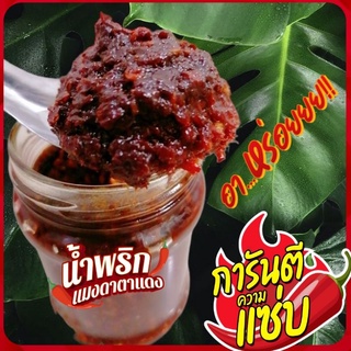 น้ำพริกตาแดงแมงดา​และปลาร้าบองอร่อยแซ่บครบรส​ ทานคู่กับหมึกย่างฟินมากคร้า