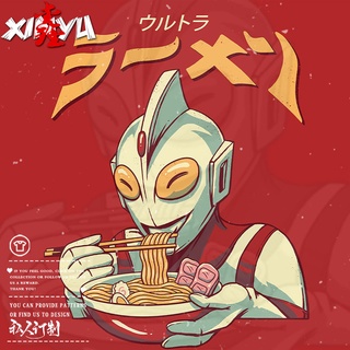 เสื้อยืดผู้ชาย เสื้อยืดผู้ชาย ins trend vibrato Tokyo foodie Ultraman Gela monster fun spoof ฤดูร้อนแขนสั้นผู้ชาย S-5XL