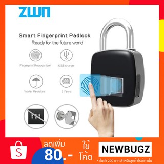 ZWN แม่กุญแจ กุญแจสแกนลายนิ้วมือ security fingerprint IP65 Waterproof