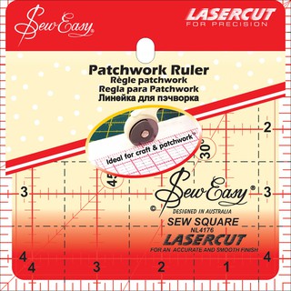 ไม้บรรทัดอะคริลิค งานผ้าและงานฝีมือ Patchwork &amp; Craft Ruler ขนาด 4.5 นิ้ว x 4.5 นิ้ว ของ Sew Easy (รหัส SewEasy0002)