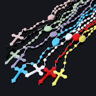 ARIN❥Plastic Rosary Beads Luminous Necklace Catholicism Prayer Religious Jewelry
