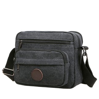 Fin 1 กระเป๋าสะพาย กระเป๋าใส่ของใส่ไอแพ็ตและมือถือ กระเป๋าแคนวาส Canvas Shoulder Bag 1541 - สีดำ