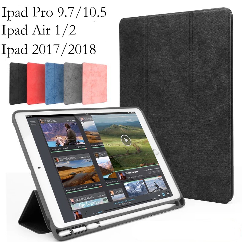 ภาพหน้าปกสินค้าเคส New iPad 9.7" ipad 2017 ipad2018 ipad air 1/2 และ iPad Pro 10.5 มีที่เก็บ Apple Pencil
