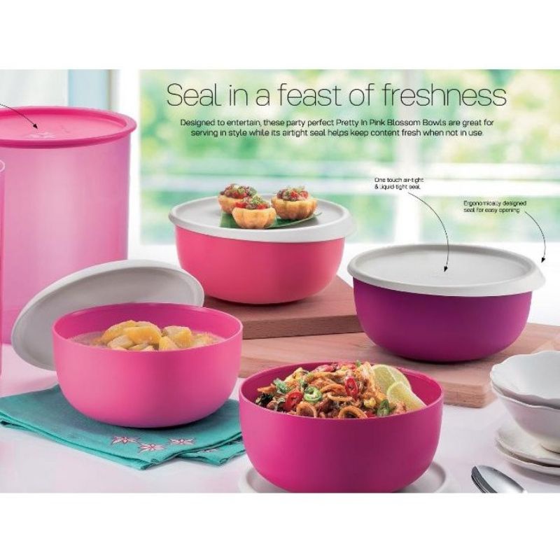 Tupperware Pretty In Pink Blossom Bowl ขนาด 1.3L กล่องทัพ เพอร์แวร์ ...
