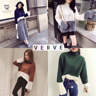 Oversize Two-Tone Knit Top