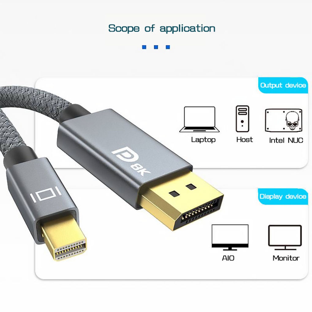 mini-dp-to-dp-adapter-cable-portable-8k-60hz-displayport-video-converter-braided-cord-aluminum-alloy-housing-laptopelen