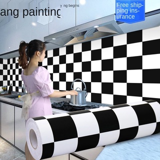 ลอกแล้วแปะ วอลเปเปอร์ ไวนิล มีกาวในตัว✼﹉สติ๊กเกอร์กันน้ำมันสำหรับห้องครัว สไตล์นอร์ดิก เตาตู้ลม แบบหนา กันน้ำ และ ทนต่ออ