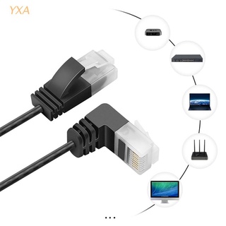 สินค้า Yxa Cat6 Ethernet สายเคเบิ้ลเชื่อมต่อเครือข่าย 6.6Ft กันน้ํา Rj45 90 องศา Cat6A