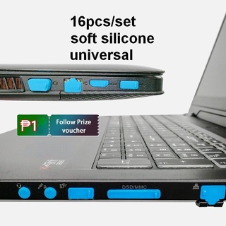 16 ชิ้น / เซต ป้องกันฝุ่น ปลั๊ก ซิลิโคน แล็ปท็อป ปลั๊ก พอร์ต ป้องกัน ยืดหยุ่น กันฝุ่น แล็ปท็อป โน้ตบุ๊ก คอมพิวเตอร์ ฝาครอบจุก
