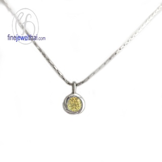 Finejewelthai-จี้บุษราคัม-บุษราคัม-จี้พลอย-พลอยประจำเดือนเกิด-Yellow-Sapphire-Silver-Pendant-Birthstone-P1054yl00e