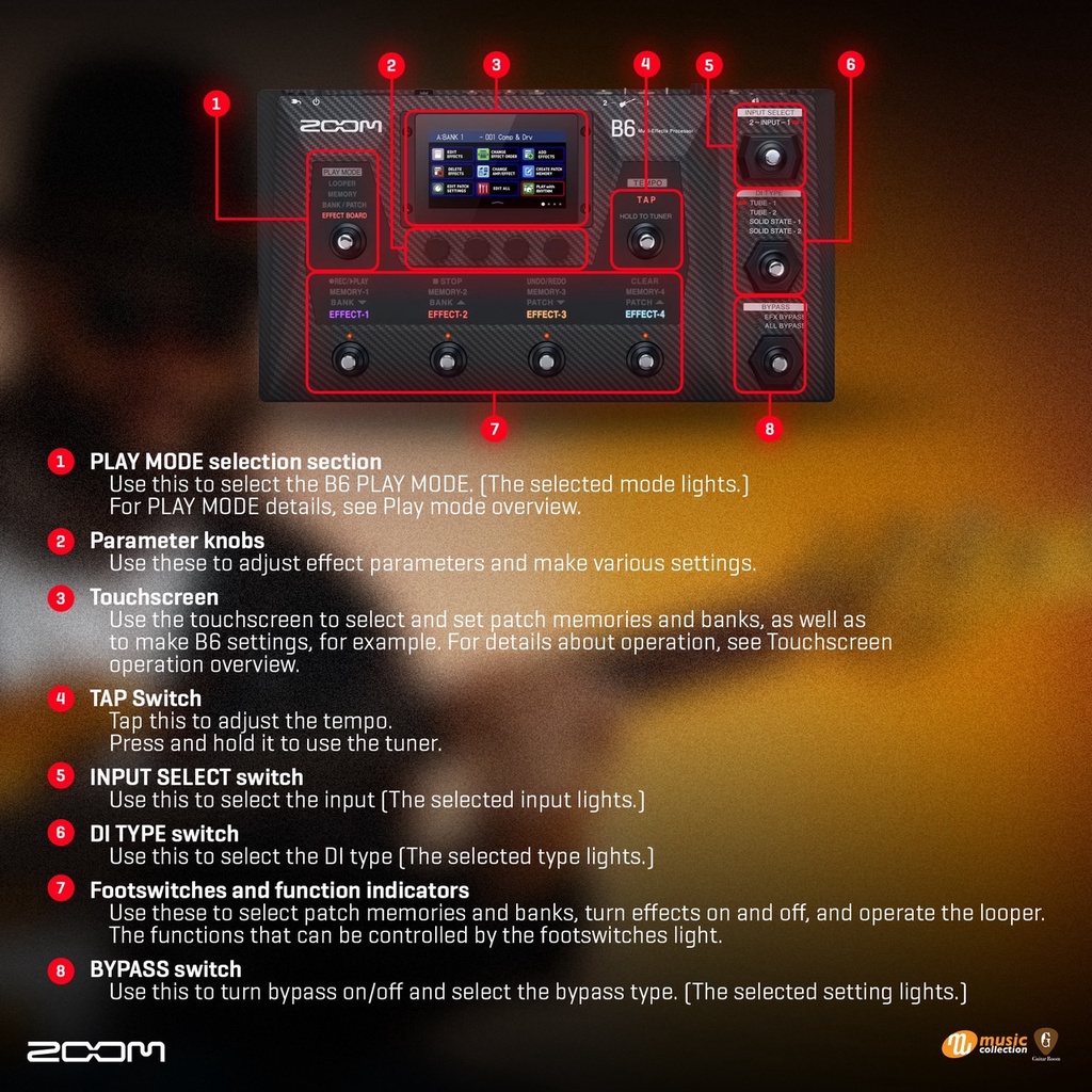 เอฟเฟคกีตาร์เบส ZOOM B6 BASS MULTI EFFECT PROCESSOR | Shopee Thailand