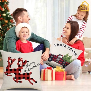 Red and Black Lattice Christmas Pillow Cover / Plaid Decorative Cushion Cover Xmas Pillowcase