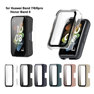 เคสกระจกนิรภัย PC แบบแข็ง บางพิเศษ ป้องกันหน้าจอ สําหรับ Huawei Band 7 6 pro NFC Honor Band 6