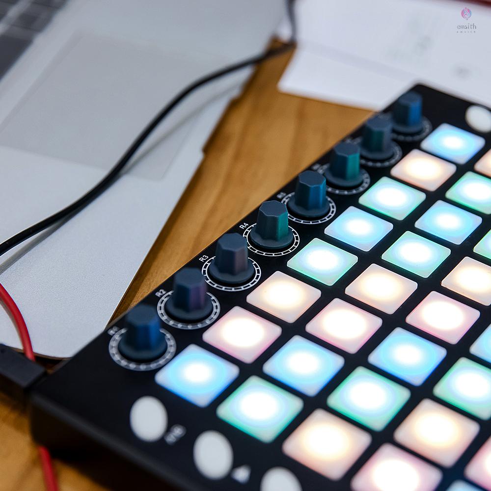 effectmusic-th-worlde-pad48-แผ่นควบคุมกลอง-usb-midi-48-rgb-แบ็คไลท์-8-ลูกบิด-16-ปุ่ม-8-สไลด์-พร้อม-usb-ca