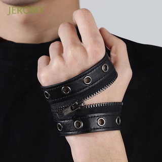 ภาพหน้าปกสินค้าJEROMY Punk PU Leather Bracelet Unique Fashion Jewelry Korean Style Hand Rope Women Lolita Zipper Gothic Alloy Harajuku Belt Wristband/Multicolor ซึ่งคุณอาจชอบราคาและรีวิวของสินค้านี้