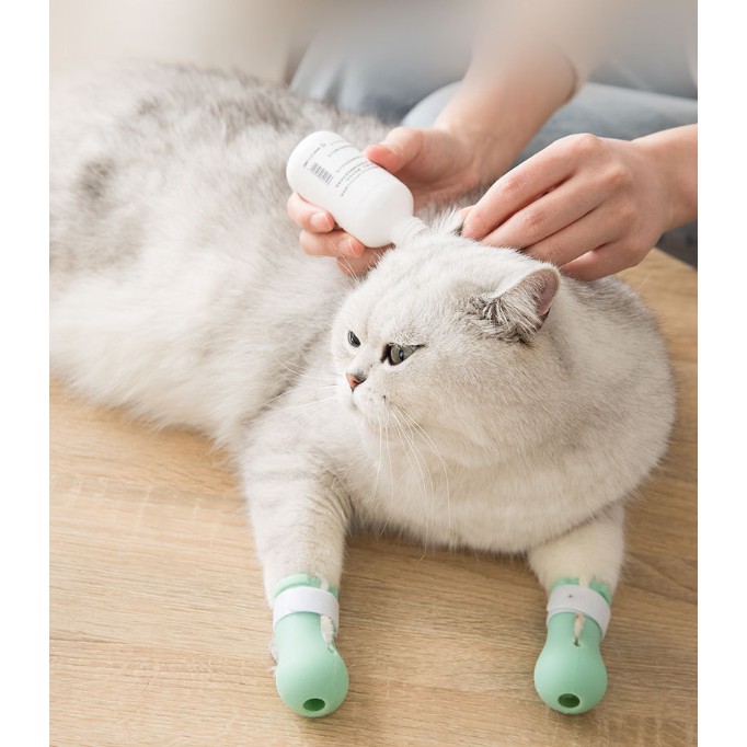 ถุงเท้าแมวป้องกันแมวข่วน-ถุงเท้าซิลิโคนแมวสำหรับอาบน้ำ-อุปกรณ์ป้องกันแมวข่วน-ราคาถูก-พร้อมส่ง