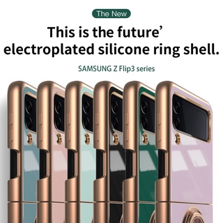 เคสโทรศัพท์ซิลิโคน PC ชุบไฟฟ้า กันกระแทก สําหรับ Samsung Galaxy Z Flip 3 5G
