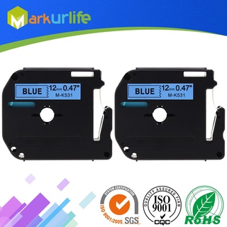 2 PCS/Lot M-K531 MK531 Black on Blue  Label Compatible for Brother P touch printer PT100 PT65 PT85 12mm (1/2&quot;) x 8m