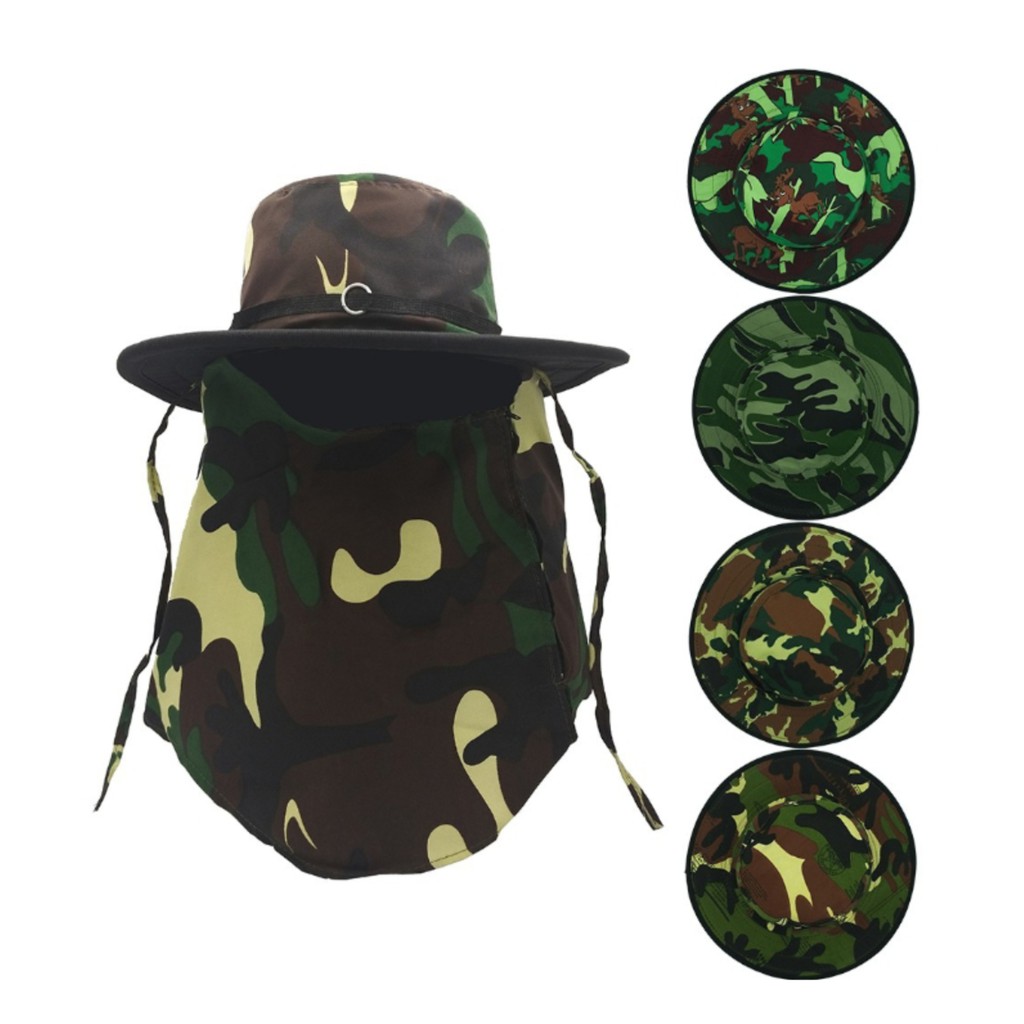 ภาพหน้าปกสินค้าหมวกคลุมหน้าลายทหาร หมวกลายพราง อย่างดี หมวกคุมหน้า หมวกที่ใช้ในกิจกรรม ตกปลา/ทำไร่/ทำสวน กันแดดได้เป็นอย่างดี (คละลาย)