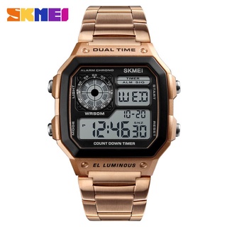 SKMEI Top luxury Sport Watch Men Luminous 5Bar Waterproof Watches Stainless Steel Strap Digital Watch Relogio