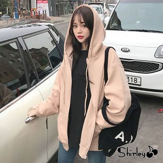 เสื้อฮู้ดผู้หญิงสีทึบเสื้อกันหนาวหมวกผู้หญิง Hoody Streetwear