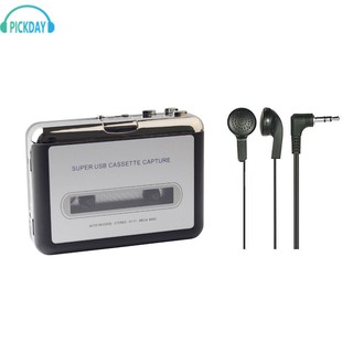 ราคาPICKDAY เครื่องเล่นเพลง Ezcap Walkman Cassette Tape-to-PC MP3 Converter Digital USB Capture w / Earphone