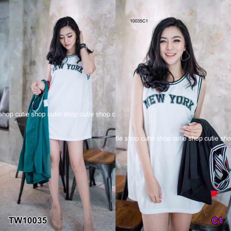 เดรสเสื้อกล้ามสกรีนลายนิวยอร์ค-tw10035