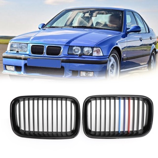 2 × กระจังหน้าผ้าคลุมไตสีดำ สำหรับ BMW 3 Series E36 1990-1996