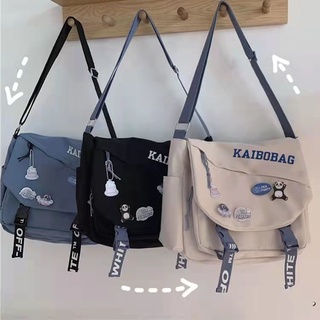 เกาหลี ins ความจุขนาดใหญ่กระเป๋าสะพายฮาราจูกุ messenger กระเป๋าลำลอง messenger bag