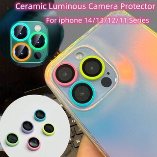 ฟิล์มเซรามิค กันรอยเลนส์กล้อง เรืองแสง สําหรับ iPhone 15 14 13 12 11 Pro Max 14pro 14promax 14 Plus