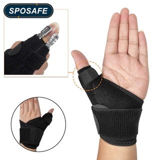 Sposafe สายรัดข้อมือ ป้องกันนิ้วหัวแม่มือ ปรับได้ พร้อมเฝือกโค้งงอได้ สําหรับทริกเกอร์นิ้ว บรรเทาอาการปวดข้ออักเสบ เอ็นอักเสบ แพลง และคาร์ป้า