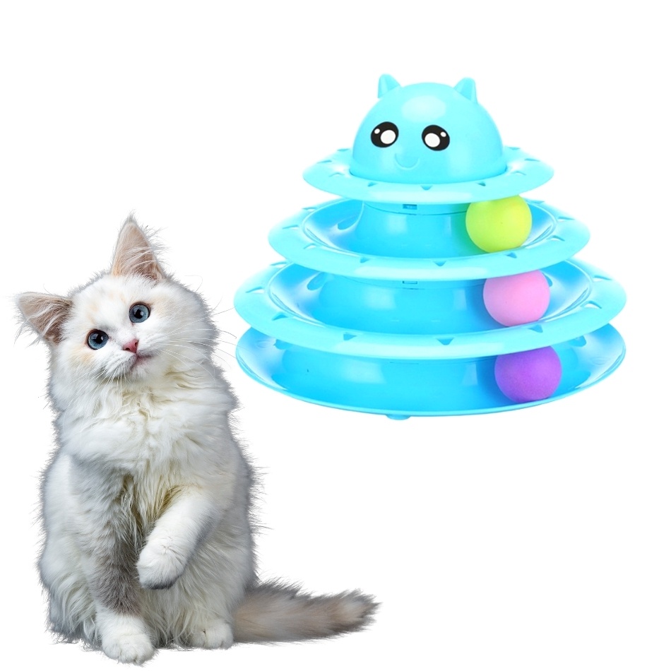 ของเล่นน้องแมว-circular-cat-toy-ชุดฝึกทักษะแมวรางบอลแบบ3-ชั้น-เล่นเพลิน-คลายเหงาน้องแมว