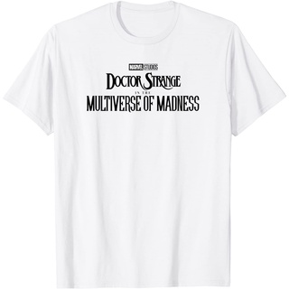 แขนสั้นพิมพ์ลาย ROUNDคอลูกเรือNeckเสื้อยืด พิมพ์ลายโลโก้ Marvel Doctor Strange In The Multiverse Of Madness