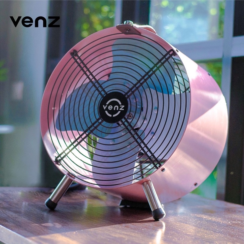 venz-พัดลม-tuber-series-metal-สี-pink-pastel-พัดลมถังเหล็ก-12นิ้ว