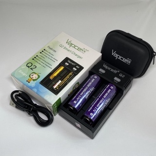 Vapcell ชุดเครื่องชาร์จพร้อมถ่าน(Vapcell Q2+ถ่านINR18650 3100mAh 3.7V ได้ถ่าน2ก้อน)ของแท้เช็คโค๊ดได้