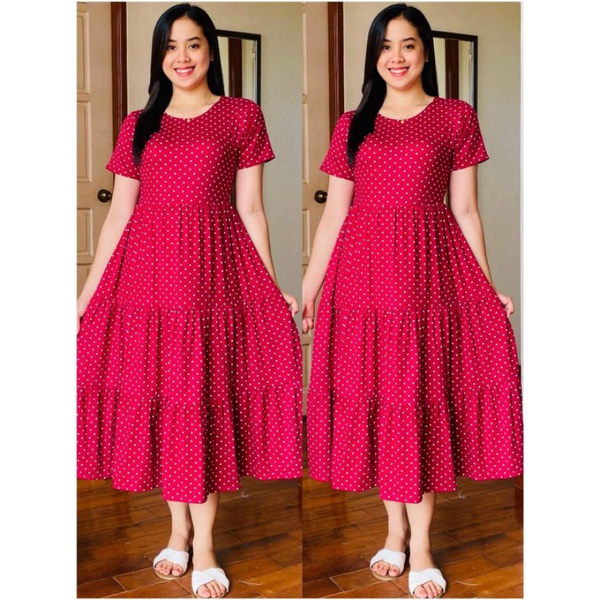 Layered Midi Dress Garterized Waist(S-L) | Shopee Thailand