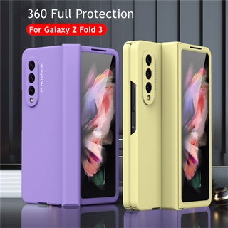 With Front Glass Samsung Galaxy Z Fold 3 5G Luxury Candy Color Hard Hinge 360 Full Protection Case Samsung Z Fold3 Cover