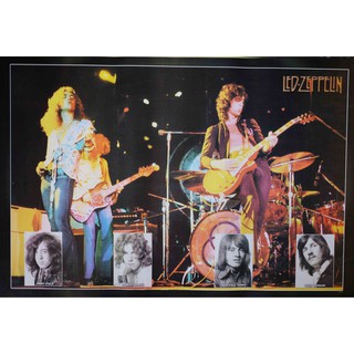 โปสเตอร์ รูปถ่าย คอนเสิร์ต วงดนตรี ร็อค Led Zeppelin Concert 1977 POSTER 24”x35” Robert Plant &amp; Jimmy Page Silverdome V2