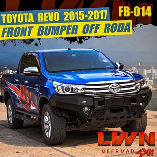 กันชนหน้าออฟโรด Revo 2015-2017 [ตัวกระจังหน้าโครเมี่ยม] กันชนเหล็กดำ OFF ROAD BUMPER รุ่น FB-014 แบรนด์ LWN4x4