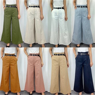 กางเกงผู้หญิงขาจั๊ม กางเกงขายาว  กางเกงแฟชั่นกางเกงผู้หญิงทรงเกาหลีขากว้าง ฟรีไซด์เอวยืดไซด์ใหญ่ ทรงวัยร2133