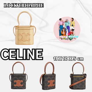 เซลีน CELINE LOCK TRIOMPHE กระเป๋าถือหนังเคลือบลามิเนต/ลายพิมพ์/รุ่นสุภาพสตรี/สินค้าลดราคาปลอดภาษี