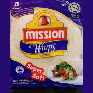 Mission Super soft Original Wrap 8 Piece. ออริจินอล แรพส์ จำนวน 8แผ่น 360g.(แผ่นแป้งสำเร็จรูป)