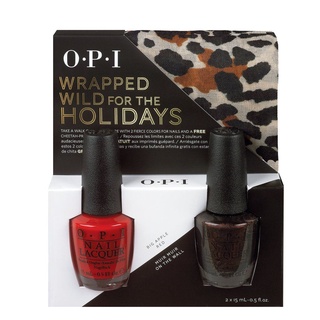 พร้อมส่ง OPI Gift Set - ยาทาเล็บ เซ็ท 2 ขวด Big Apple Red / Muir Muir on the Wall แถมฟรีผ้าพันคอลายเสือ Limited Ed แท้ 💯